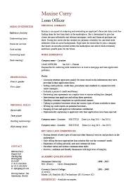 loan officer resume, example, sample