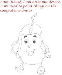 Computer mouse coloring page print. Computer Parts Input And Output Devices Coloring Pages