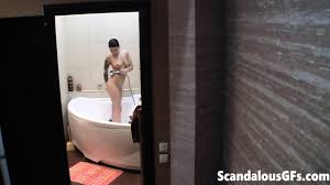 Sexy teen showering in POV bath tub