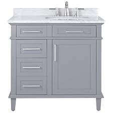 Home Decorators Collection Sonoma 36 In W X 22 In D Bath Vanity In Pebble Grey With Carrara Marble Top With White Sinks 8105100240 The Home Depot Bath Vanities Trendy Bathroom Small Bathroom