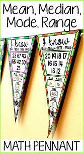 Mean Median Mode Range Math Pennant Activity Math Pennant Mean Median And Mode Math Classroom Posters