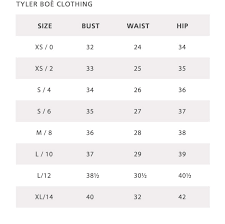 Tyler Boe Size Chart Pendleton