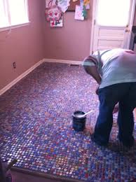 Brian Putting The Varnish On The Floor A Year S Worth Of Beer Drinking And Cap Collecting Is Over For Beer Cap Crafts Bottle Cap Projects Bottle Cap Crafts