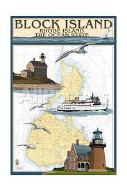 Block Island Rhode Island Nautical Chart With Ferry