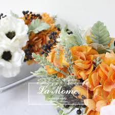 lamome 银莲花开 欧式法式仿真花 绣球银莲花套装橘色 酒店样板房 diy and crafts table decorations crafts