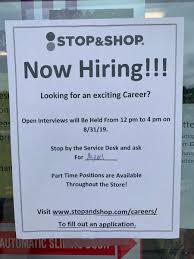 You must request unpaid time off or vacation 2 weeks ahead, but it's best to do it earlier, like a month. Ms Scarfo On Twitter Looking For A Job Stop And Shop Is Hiring At 77 Centennial Ave
