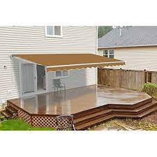 Aleko 12 Ft Manual Patio Retractable Awning 120 In Projection In Sand Aw12x10sand31 Hd The Home Depot Patio Awning Patio Canopy Pergola Patio