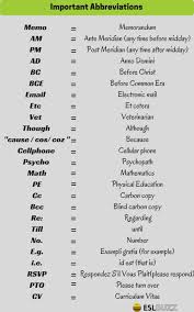 Maybe you would like to learn more about one of these? 60 Commonly Used English Abbreviations You Should Know Eslbuzz Learning English