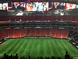 Mercedes Benz Stadium View From Section 311 Mid Field Football Stadiums Football Photos Stadium