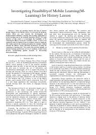 Seperti yang sudah diungkap di awal, iot menjadi unsur utama dalam revolusi industri 4.0. Pdf Investigating Feasibility Of Mobile Learning For History Lesson Faradila Taharim Academia Edu