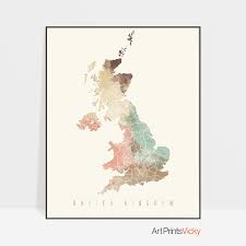 United Kingdom Map Poster Pastel Cream Homedecor Officedecor Mapart Wallartprints Wallartdecor Artprintsvic Map Poster World Map Wall Art Watercolor Map