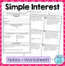 Percents Simple Interest Notes Task Cards And A Problem Solving Worksheet Financial Literacy Worksheets Simple Interest Literacy Worksheets