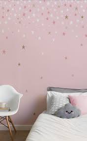 Falling Pink Stars Wallpaper Mural Murals Wallpaper Girls Bedroom Wallpaper Girl Bedroom Walls Pink Wallpaper Bedroom