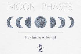 Another crescent moon sleeping peacefully. Moon Phases Clipart Lunar Graphics By North Sea Studio Thehungryjpeg Com