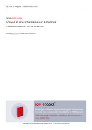 The rate at which rainwater flows into a drainpipe is modeled by ap® calculus bc 2015 scoring guidelines. Pdf Analysis Of Differential Calculus In Economics