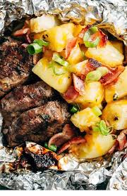 Garlic Steak Cheesy Bacon Potato Hash Foil Packs Foil Pack Meals Recipes Food