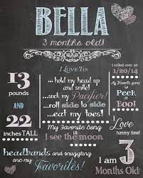 Monthly Milestones 3 Months Old Customized Chalkboard Poster Photo Prop Vintage Pink And B Monthly Baby Pictures Baby Month By Month Monthly Baby Photos