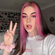 Tiktok Hair Dye In 2020 Pink Hair Streaks Hair Streaks Hair Color Streaks