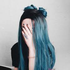 Don T Be Shy Sweathearts Demontosome Sea Blue Mixed Color With Black Root Wig Wig Sk Hair Styles Aesthetic Hair Dyed Hair