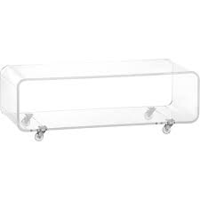 New deals on peekaboo acrylic bench by cb2. Acrylic Media Stand Coffee Table On Wheels Aptdeco Modern Media Console Media Console Tv Console Table