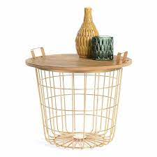 korbtisch mit tablett d 45cm x h 38cm gold de korb tisch tisch beistelltisch