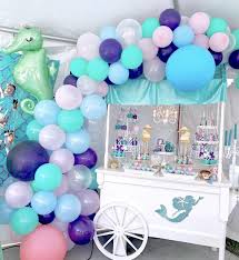 Mermaid Dessert Table Candy Cart Ideas And This Set Up Is Available For Rent In Southern C Candy Table Decorations Mermaid Theme Party Mermaid Theme Birthday