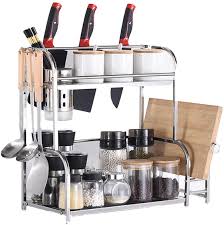 Geriss hardware is a chinese professional manufacturer of kitchen cabinet hardware. Buy Spice Rack Organizer For Countertop 2 Tier Stainless Steel Kitchen Seasoning Rack Spice Shelf Kitchen Rack Organizer For Large Small Spice Jars Condiment Can Sauce Bottle With 6 Hooks Online In Ukraine