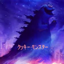 Ryan Wood Cookie Monster Godzilla Monster Cookies Fan Art Art