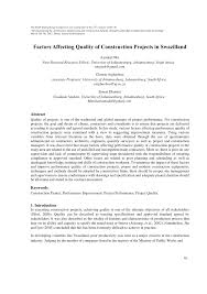 Chart 1 shows some of the achievements thus far. Pdf Factors Affecting Quality Of Construction Projects In Swazilland