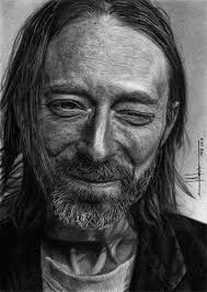 Thom yorke is in front; Artstation Thom Yorke From Radiohead Portrait Alex Lopez