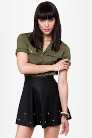 Cute Black Skirt Vegan Leather Skirt Studded Skirt 38 00 Lulus