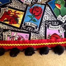 Day Of The Dead Tablecloth Black And Red Mexican Loteria Tablecloth Cantina Style Black And Red Mexican Red