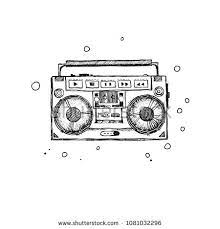 Retro Record Player Doodle Style Modern Original Illustration Drawn By Hand Old School Boombox Retro Record Player Doodle Art Designs Radio Drawing