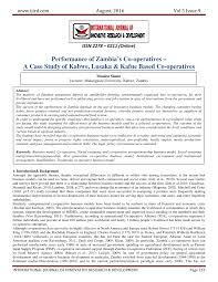 Pdf Performance Of Zambia S Co Operatives A Case Study Of Kabwe Lusaka Kafue Based Co Operatives