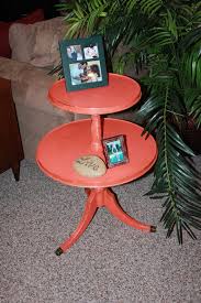 Vintage Round 2 Tier Dumbwaiter Side Table Painted Furniture Side Table Refinishing Furniture