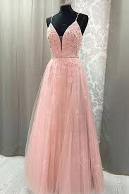 Blush V Neck Prom Dress With Straps Pink Prom Dress Sleeveless Prom Dress A Line Prom Dress V Neck Prom Blush Prom Dress Prom Dresses Lace Pink Prom Dresses
