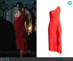 Macy S Red One Shoulder Dress On Charmed Dresses Charming Dress Bird Print Dress