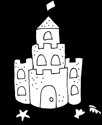 Sun and sand castle coloring page. Cartoon Sand Castle Drawing Novocom Top