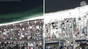 Cnn meteorologist chad myers reacts to the devastating footage of mexico beach, florida, where officials are calling ground zero of hurricane michael. Hurricane Michael Damage Before And After Satellite Photos Of Mexico Beach Panama City Tyndall Afb Abc11 Raleigh Durham
