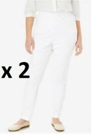 Details About Woman Within Straight Leg Stretch Fineline Jeans Pants 26w White 2 Two