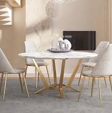 Round out the look by coordinating your decor to the style of your modern table. Modern Round White Marble Dining Table Golden Stainless Steel Frame