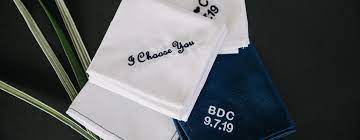 The initials on this handkerchief design are not included in the price of the design and will need to be added as text in the item order page. Men S Handkerchiefs Monogrammed Handkerchiefs Custom Embroidery