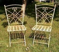 Set Of 2 Vintage French Style Wrought Iron Folding Chairs Patio Furniture Wrought Iron Furniture Folding Chair Patio Furniture
