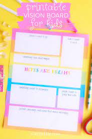 Finding our passion and pursuing it! Printable Vision Board Template For Kids Carrie Elle