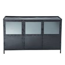 Metal Industrial Glazed Sideboard In Black W 130cm Edison Maisons Du Monde Industriel Et Moderne Cabinet De Rangement Maison Du Monde