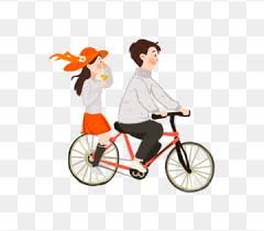 Kartun romantis couple kebaya lurik bersepeda : Romantic Couples Ride Bicycles Kartun Pasangan Ilustrasi Kartun