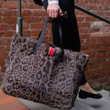 Grey Leopard Faux Fur Oversized Tote Adorn Goods