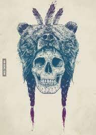 This video was one session, start to finish. Just A Skull Wearing A Bear Animal Tattoos Bear Tattoos Headdress Tattoo