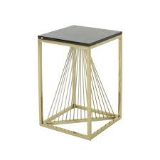 Noble House Arvid Modern Black Faux Marble Accent Table With Champagne Gold Steel Frame 42573 The Home Depot