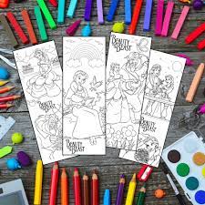 disney princesses coloring bookmarks set of 12 printable etsy